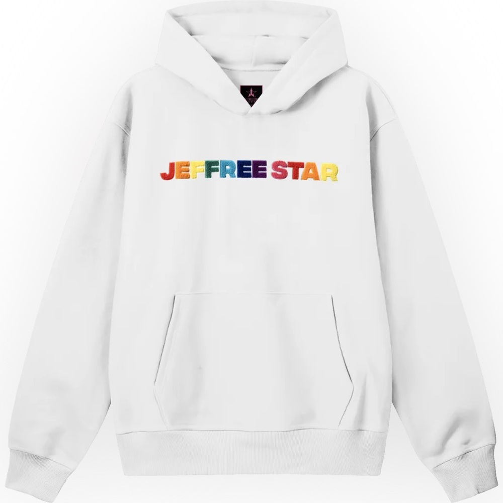 Jeffree Star Cosmetics White & Rainbow Hoodie Pullover New in Packaging Small